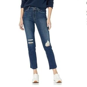 Paige Denim Jacqueline Straight 27 Emmett Destroyed Frayed Raw Hem Stretch